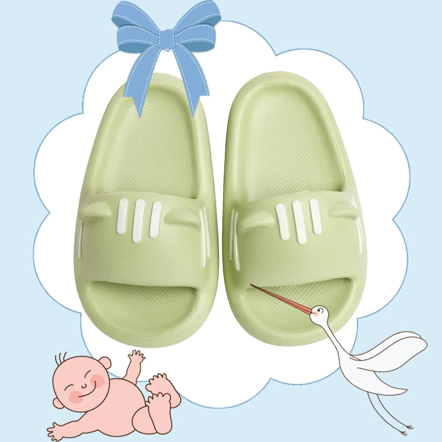Kids House Slippers Non-Slip Quick Drying Open Toe Super Soft Thick Sole Sandals Home Shower Bathroom Slipper for Toddler Little Kids