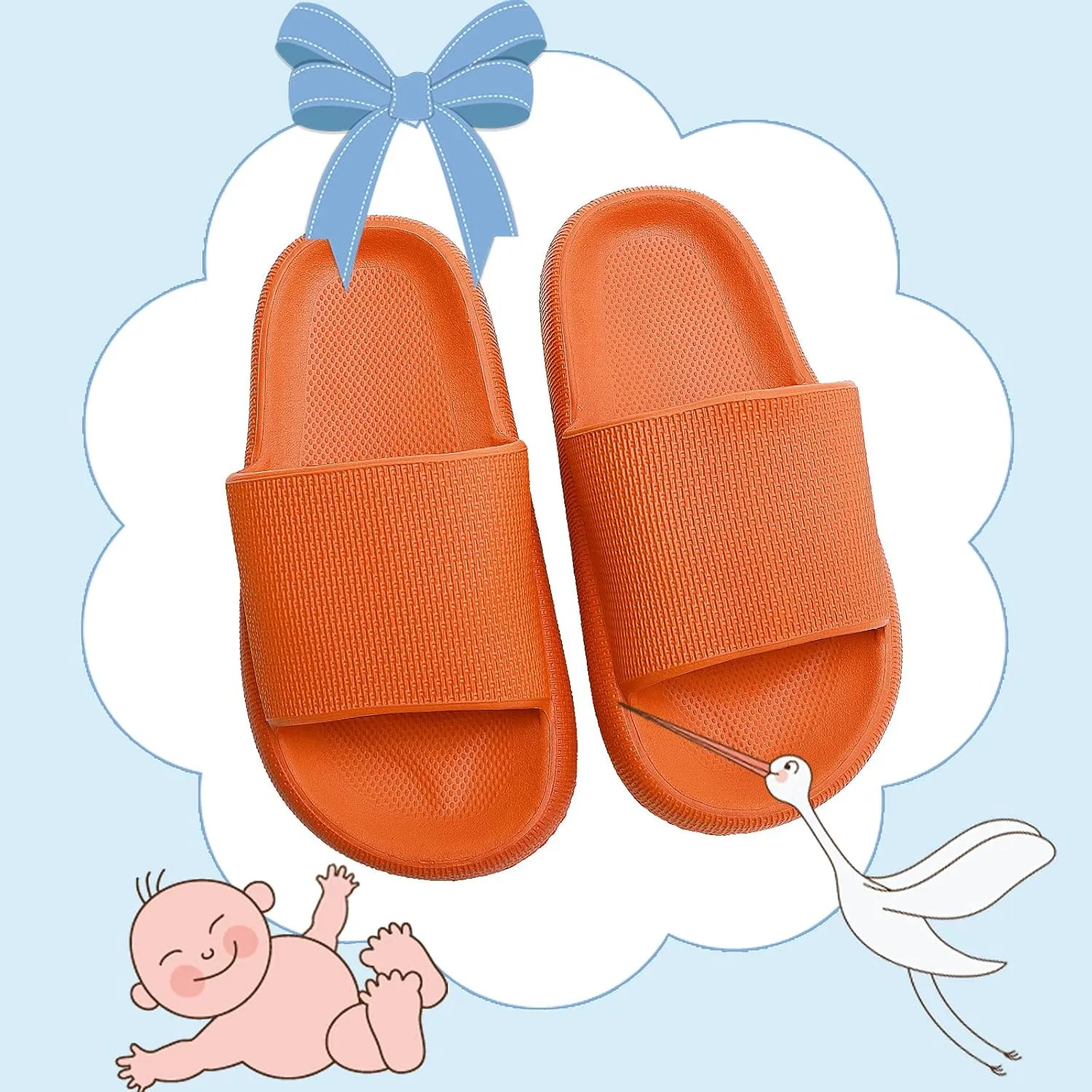 Kids House Slippers Non-Slip Quick Drying Open Toe Super Soft Thick Sole Sandals Home Shower Bathroom Slipper for Toddler Little Kids