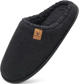 KuaiLu Mens House Memory Foam Slippers with Comfy Warm Plush Lining Felt Slip On Casual Pantuflas Mans Comfortable Bedroom Shoes Rubber Sole for Indoor&Outdoor (Mens Size 7-15)
