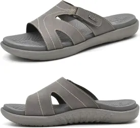 KuaiLu Womens Fashion Orthotic Slides Ladies Lightweight Athletic Yoga Mat Sandals Slip On Thick Cushion Slippers Sandals With Comfortable Plantar Fasciitis Arch Support
