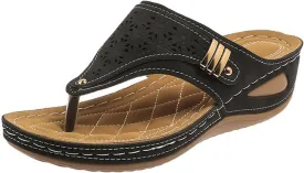 Lausiuoe Sandals Women Dressy Wedge Sandals Orthotic Thong Flips Flops Arch Support Flat feet Comfortable Orthopedic Slippers