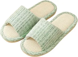 Linen Open Toe Slippers, Soft and Silent Home Slippers for Couples, Casual Comfortable Breathable non-slip Indoor and Outdoor Slippers Men/Women