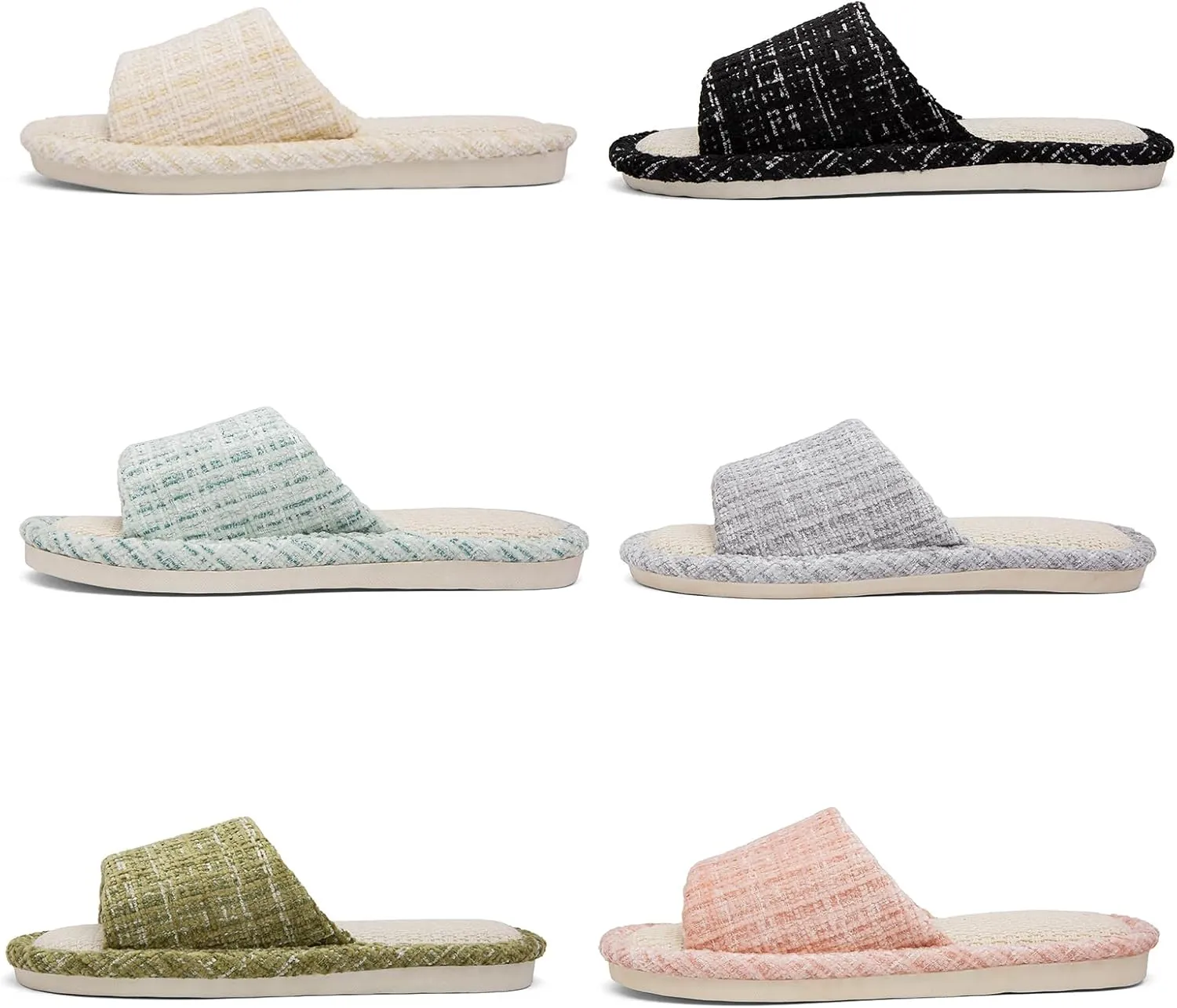 Linen Open Toe Slippers, Soft and Silent Home Slippers for Couples, Casual Comfortable Breathable non-slip Indoor and Outdoor Slippers Men/Women