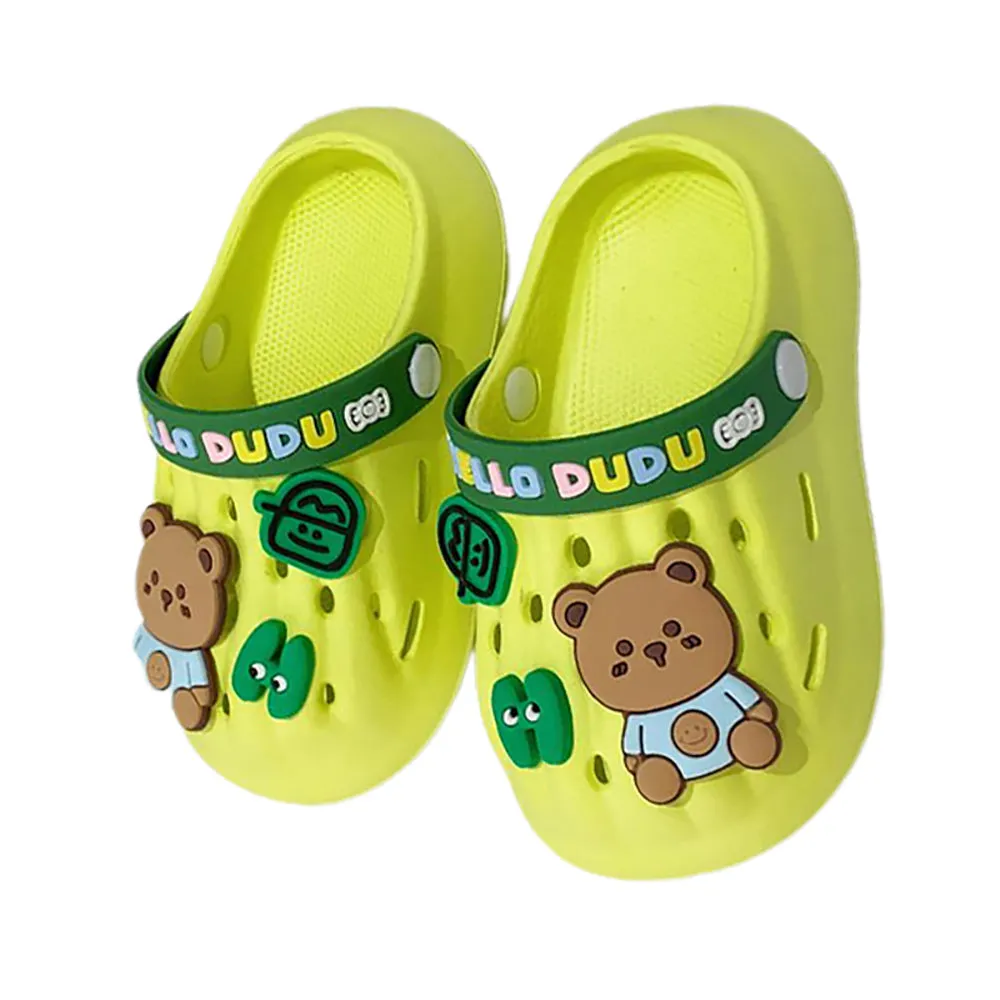 Little Surprise Box Green & Dark Green Big Bear Slip On Clogs ,Summer/Monsoon/ Beach Footwear For Toddlers And Kids, Unisex.