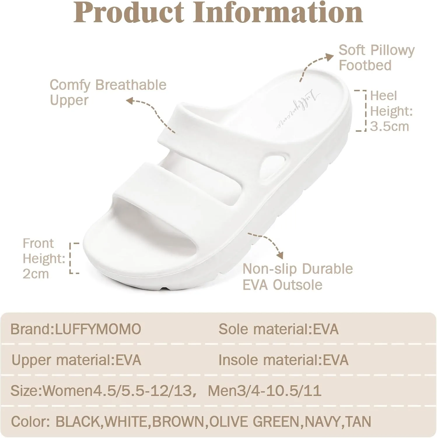 Luffymomo Pillow Slippers for Women and Men,Cloud Indoor Slides Bathroom Sandals | Non-Slip Thick Sole Quick Drying