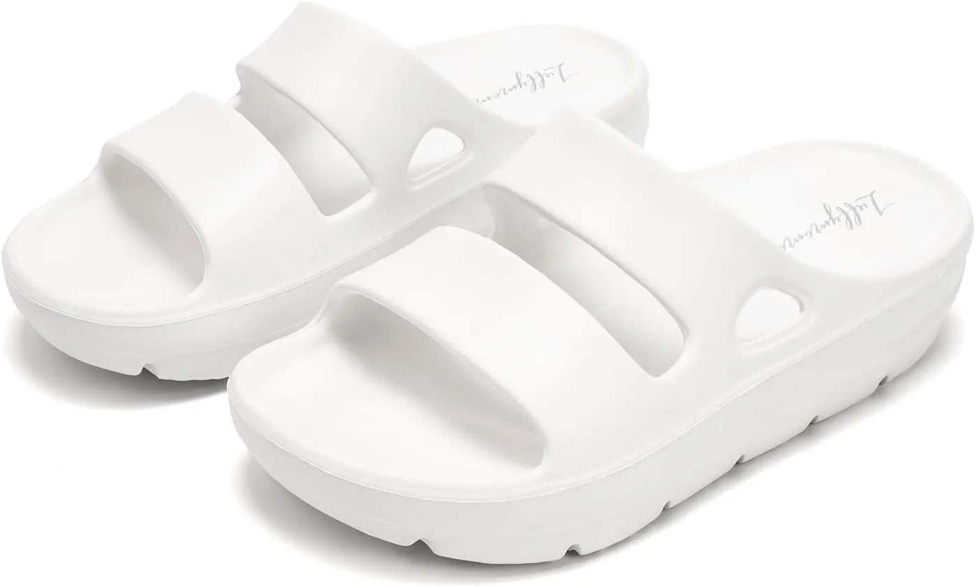 Luffymomo Pillow Slippers for Women and Men,Cloud Indoor Slides Bathroom Sandals | Non-Slip Thick Sole Quick Drying
