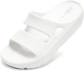 Luffymomo Pillow Slippers for Women and Men,Cloud Indoor Slides Bathroom Sandals | Non-Slip Thick Sole Quick Drying