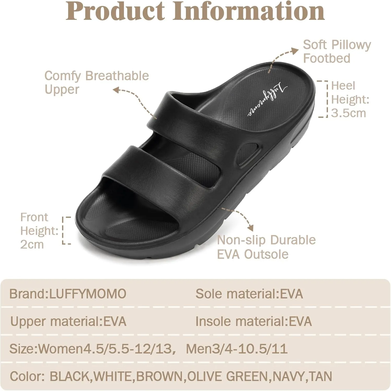 Luffymomo Pillow Slippers for Women and Men,Cloud Indoor Slides Bathroom Sandals | Non-Slip Thick Sole Quick Drying