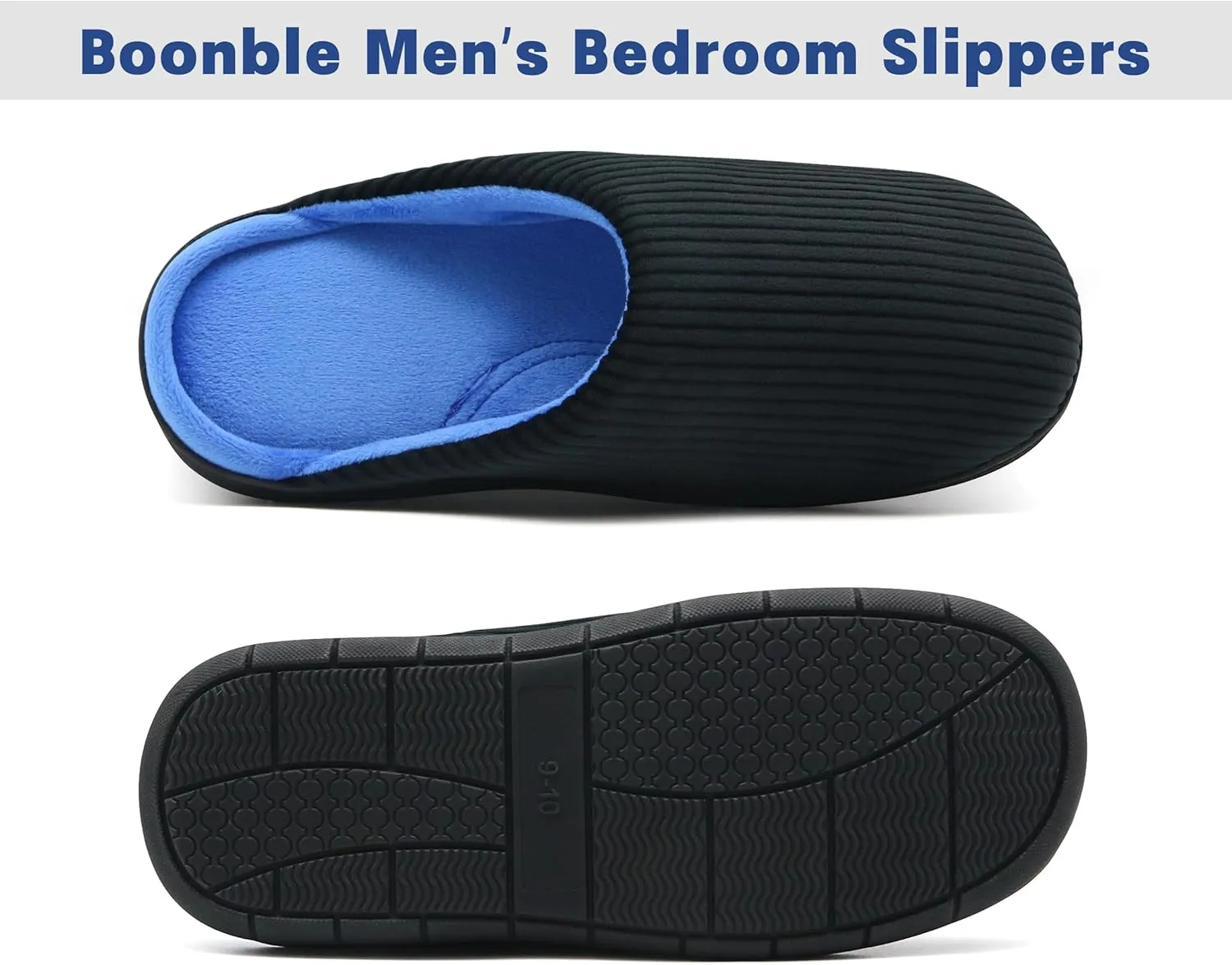 Men's Bedroom House Slippers, Comfy Two-Tone Clog Home Shoes for Men Indoor Outdoor Non-slip Sole, Cozy Mens Half Scuff Closed Toe for Winter