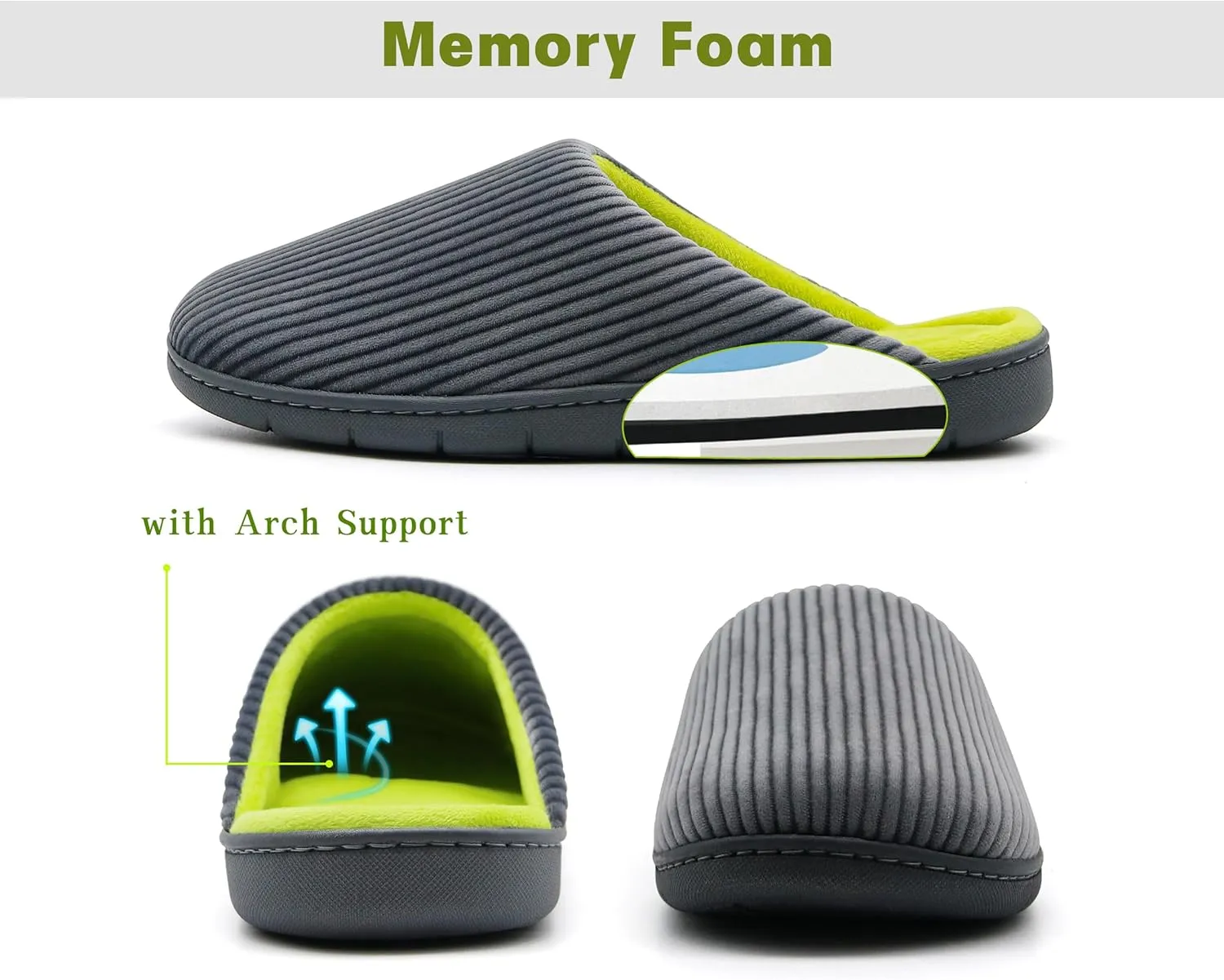 Men's Bedroom House Slippers, Comfy Two-Tone Clog Home Shoes for Men Indoor Outdoor Non-slip Sole, Cozy Mens Half Scuff Closed Toe for Winter