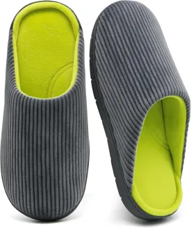 Men's Bedroom House Slippers, Comfy Two-Tone Clog Home Shoes for Men Indoor Outdoor Non-slip Sole, Cozy Mens Half Scuff Closed Toe for Winter