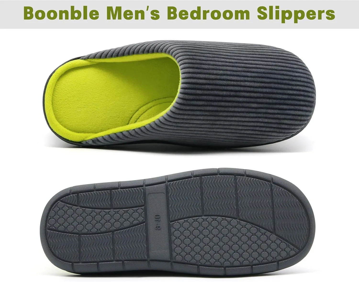 Men's Bedroom House Slippers, Comfy Two-Tone Clog Home Shoes for Men Indoor Outdoor Non-slip Sole, Cozy Mens Half Scuff Closed Toe for Winter