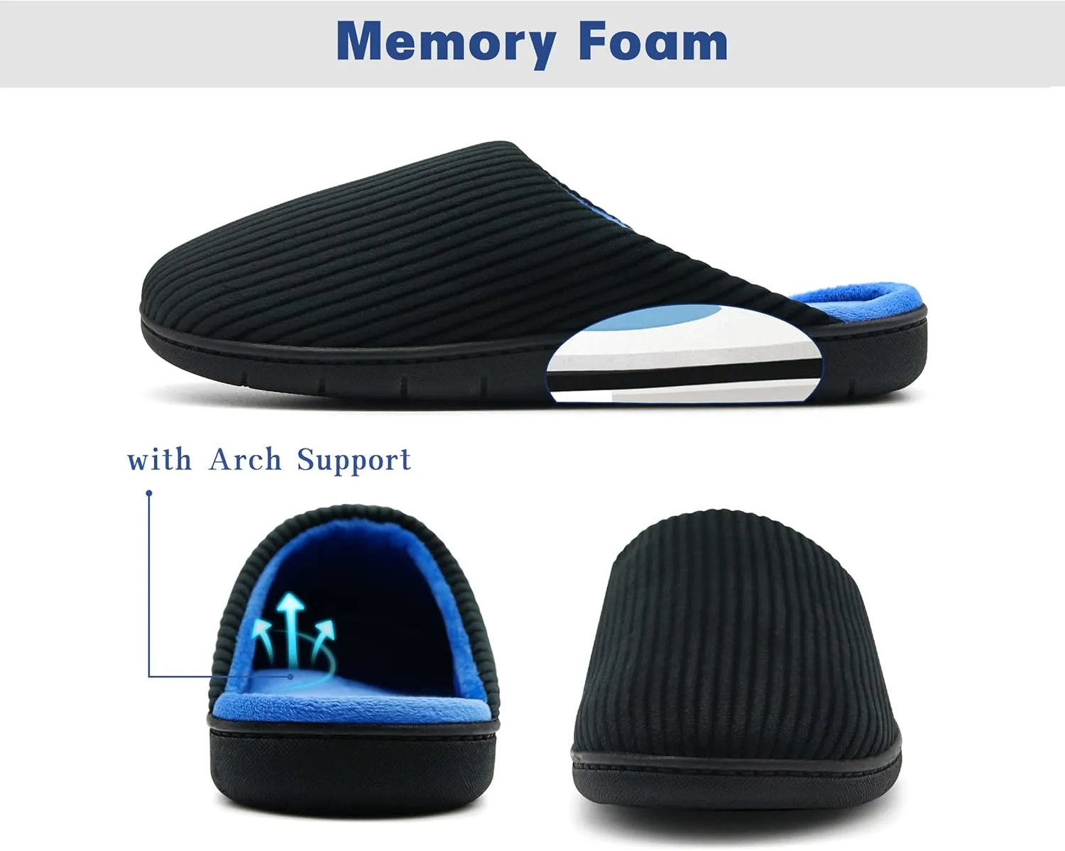 Men's Bedroom House Slippers, Comfy Two-Tone Clog Home Shoes for Men Indoor Outdoor Non-slip Sole, Cozy Mens Half Scuff Closed Toe for Winter