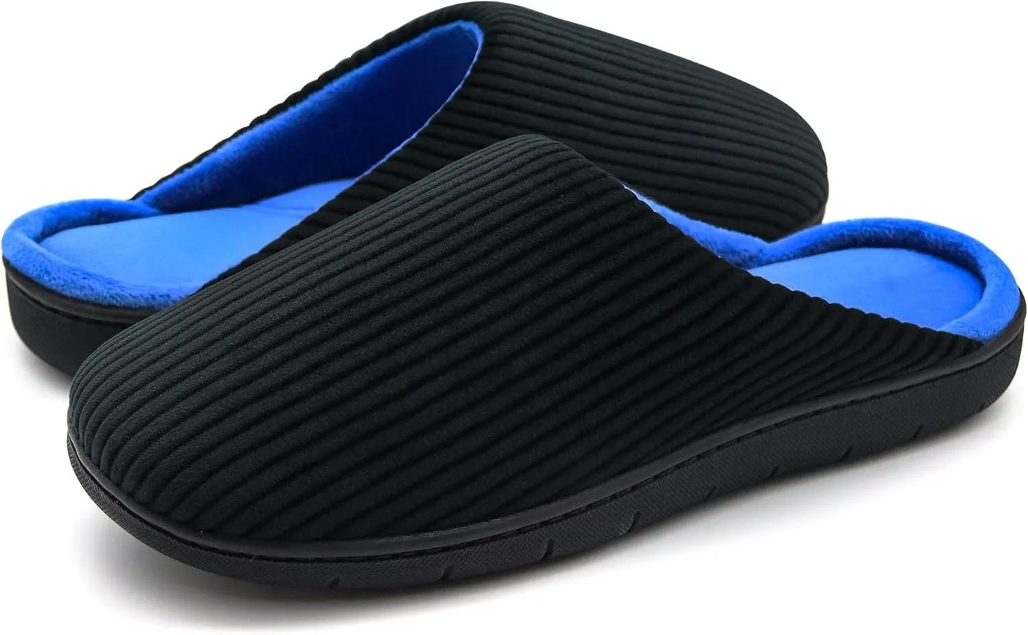 Men's Bedroom House Slippers, Comfy Two-Tone Clog Home Shoes for Men Indoor Outdoor Non-slip Sole, Cozy Mens Half Scuff Closed Toe for Winter
