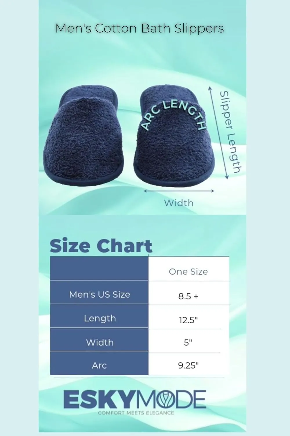 Men's Cotton Bath Slippers, Terry Cloth Travel Hotel Slippers for Men