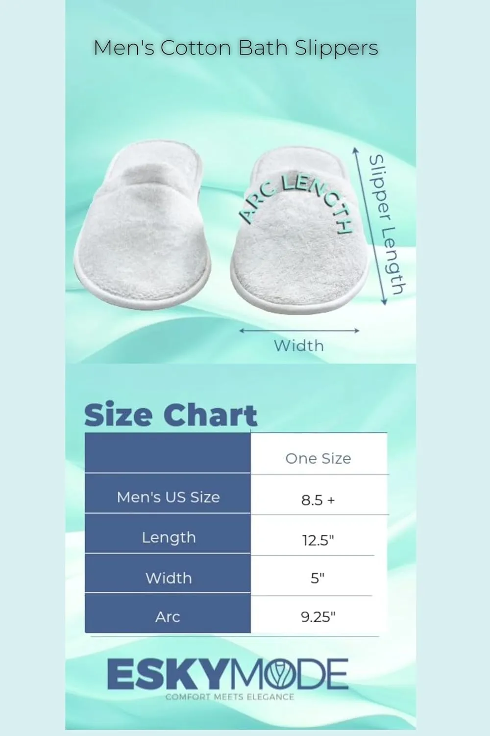 Men's Cotton Bath Slippers, Terry Cloth Travel Hotel Slippers for Men