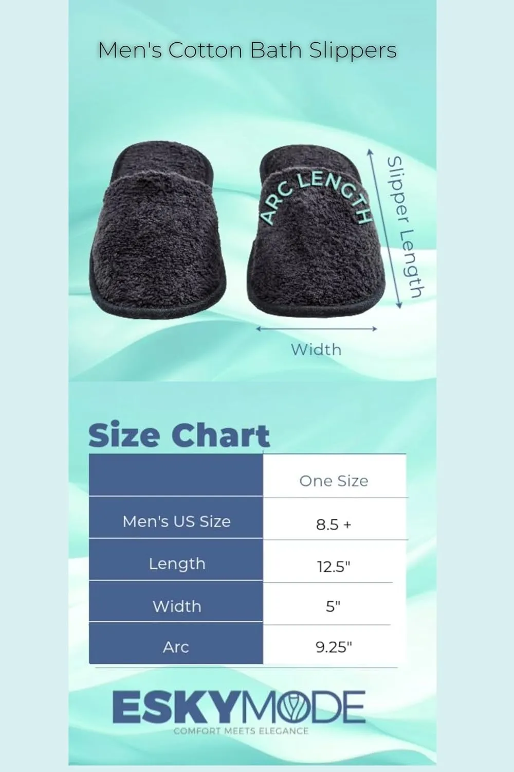 Men's Cotton Bath Slippers, Terry Cloth Travel Hotel Slippers for Men