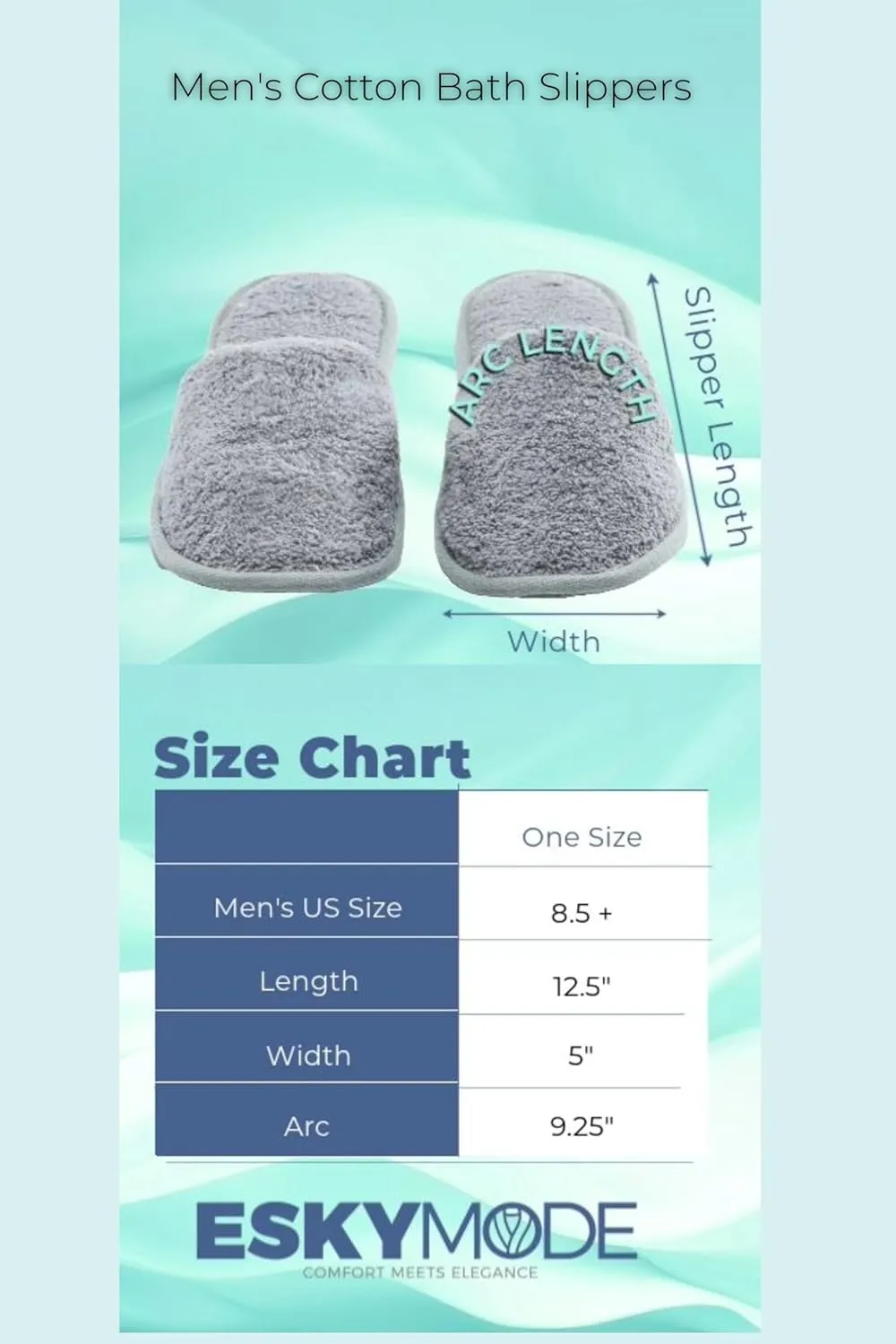 Men's Cotton Bath Slippers, Terry Cloth Travel Hotel Slippers for Men