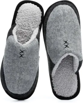 Mens Two-Tone Scuff Slippers with Memory Foam Cozy Warm Slip On House Shoes for Indoor Outdoor Gifts for Men Him Dad