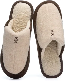 Mens Two-Tone Scuff Slippers with Memory Foam Cozy Warm Slip On House Shoes for Indoor Outdoor Gifts for Men Him Dad