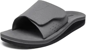 Men's Wide Slide Ergonomic Sandals Fully Adjustable Strap & Comfort Fit Orthotic Arch Support Athletic Sandals with Soft Cushion Footbed