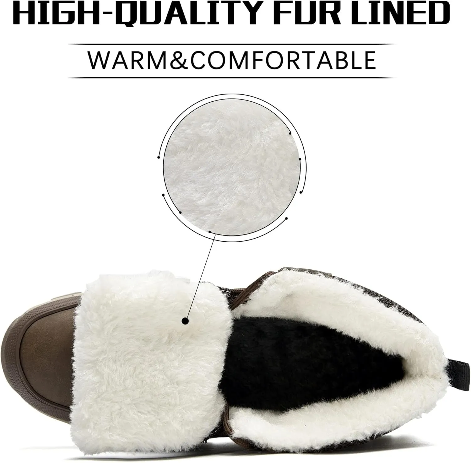 Mens Winter Snow Boots Women Waterproof Cold Weather Hiking Bootie Warm Fur Lined Casual Anti Slip Work Ankle Shoes