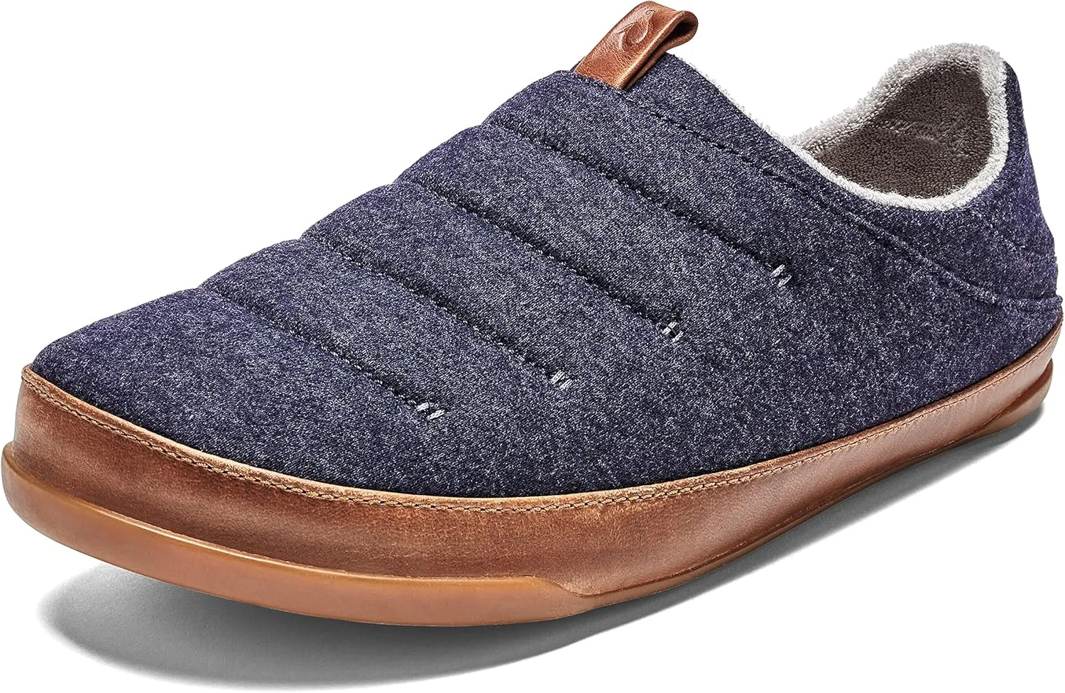 OluKai Mahana Mens Soft Cotton Slippers, Cotton Blended Jersey & Full-Grain Leather Pull Loop, Comfortable & Breathable Fit