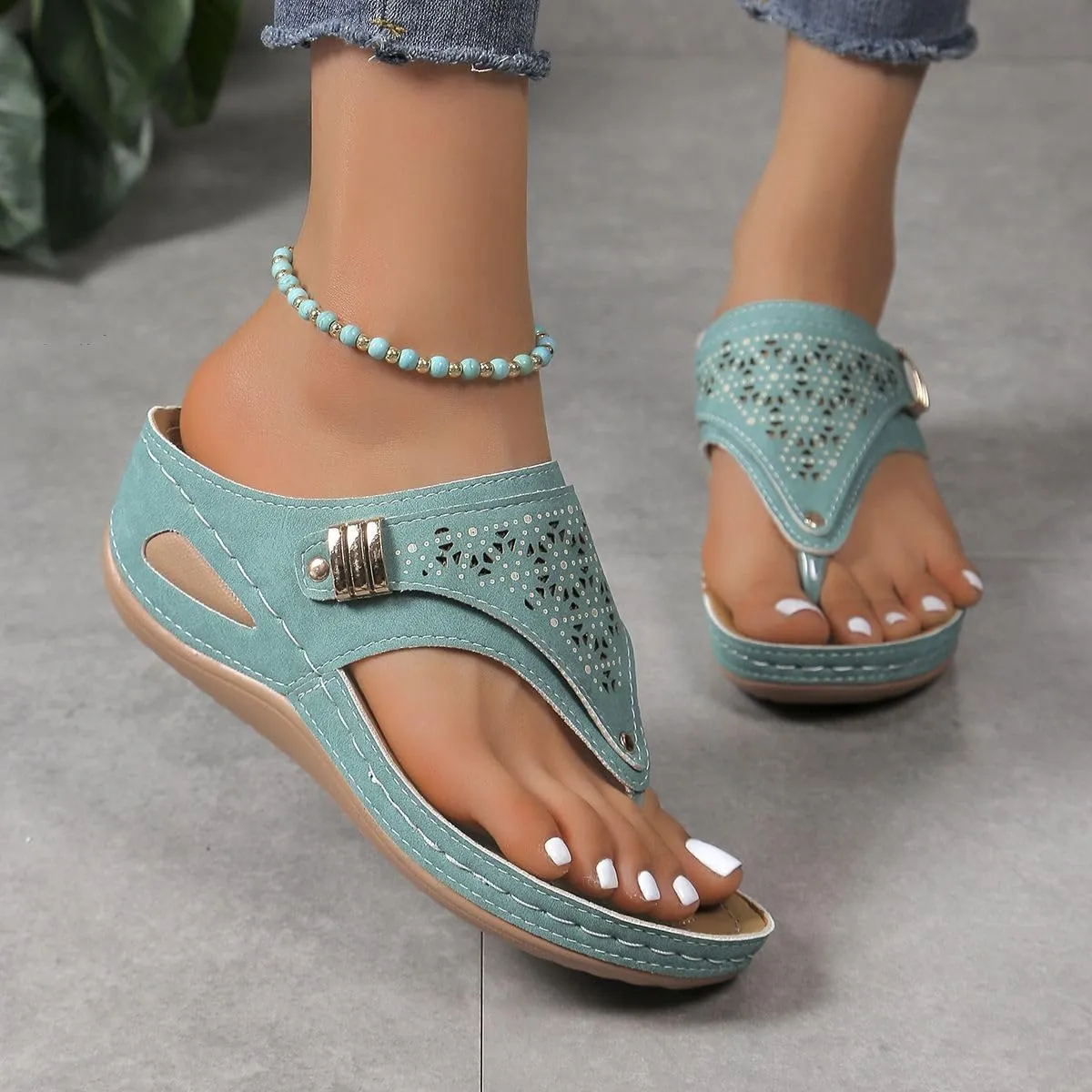 Orthopedic Sandals For Women 2025 Comfortable Dressy Summer Orthotic Thong Flip Flops For Flat Feet with Arch Support