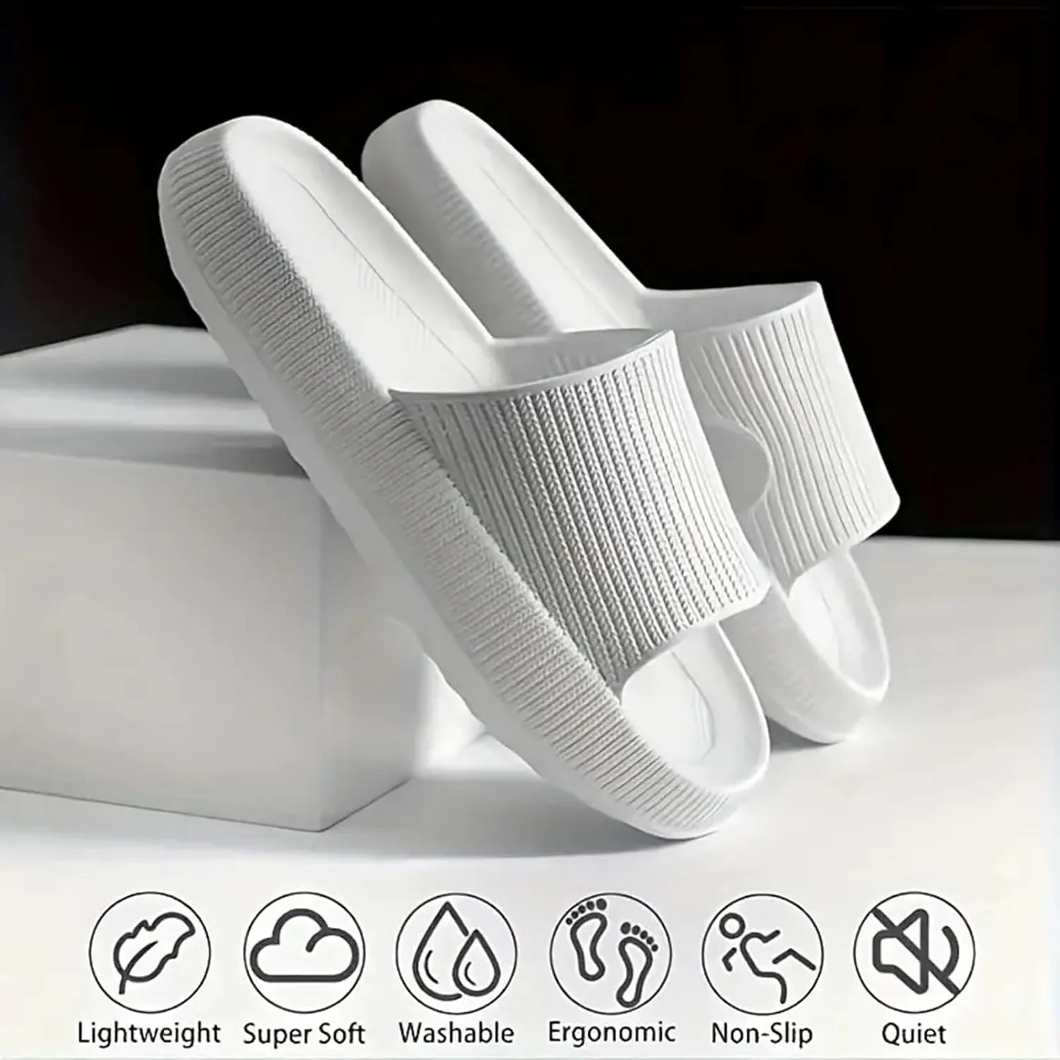 Pillow Slippers for Men Pillow Slippers Non-Slip Bathroom Shower Sandals Soft Thick Sole Indoor and Outdoor Slides