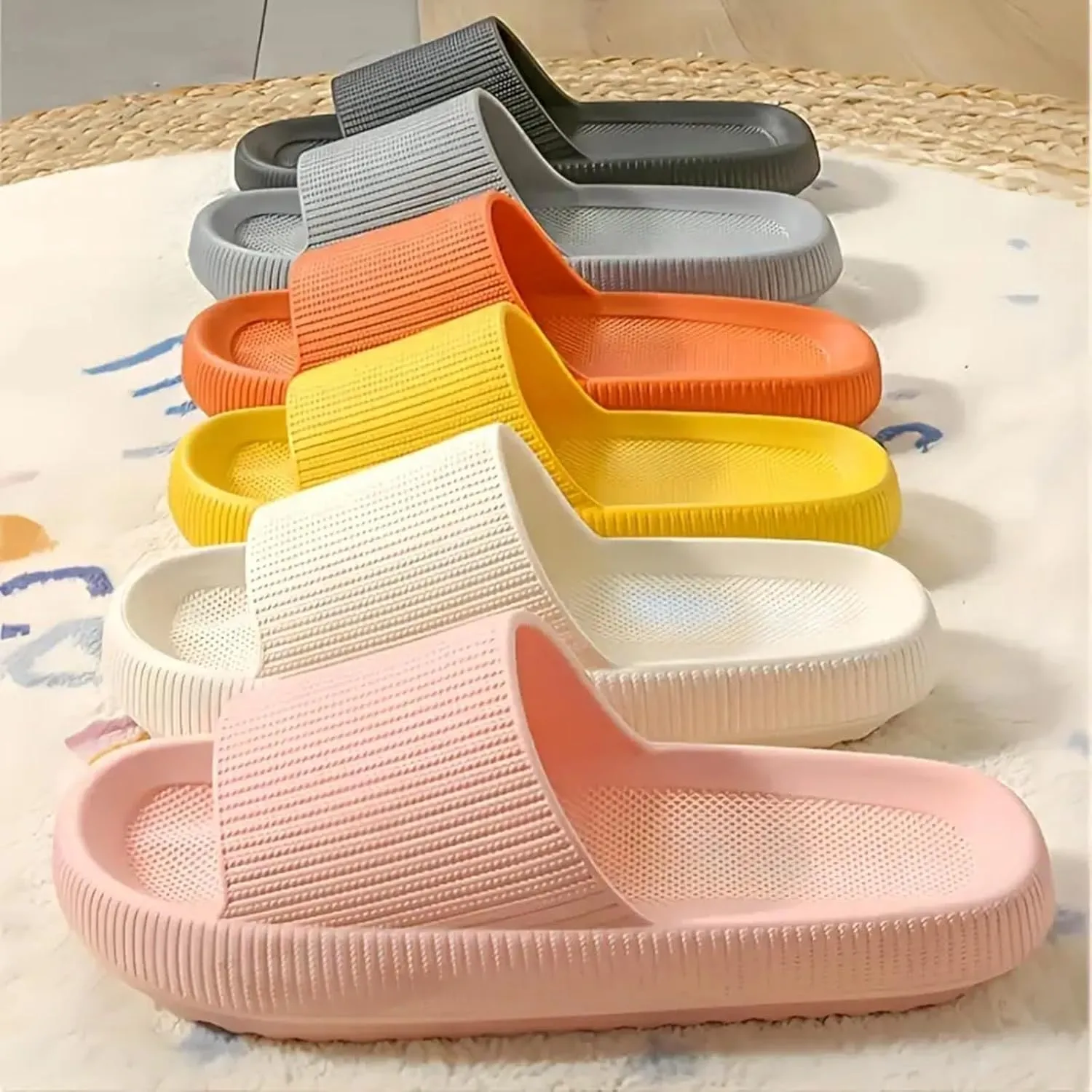 Pillow Slippers for Men Pillow Slippers Non-Slip Bathroom Shower Sandals Soft Thick Sole Indoor and Outdoor Slides