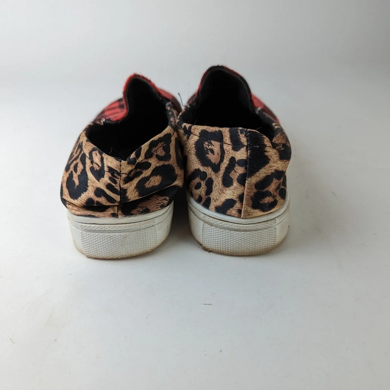 Plaid Leopard Slip Ons - 9