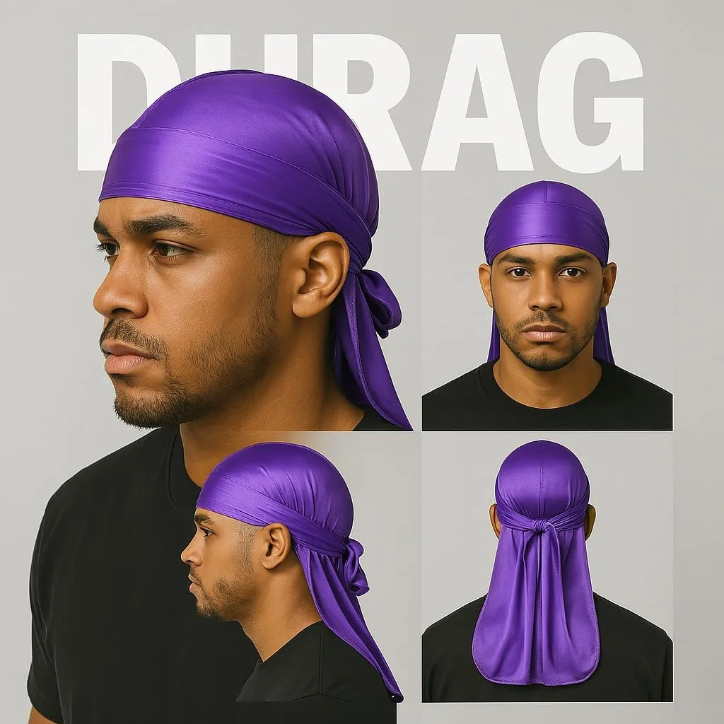 Premium Durag Pack for Men, Silky Doo Rag for 360 540 720 Waves