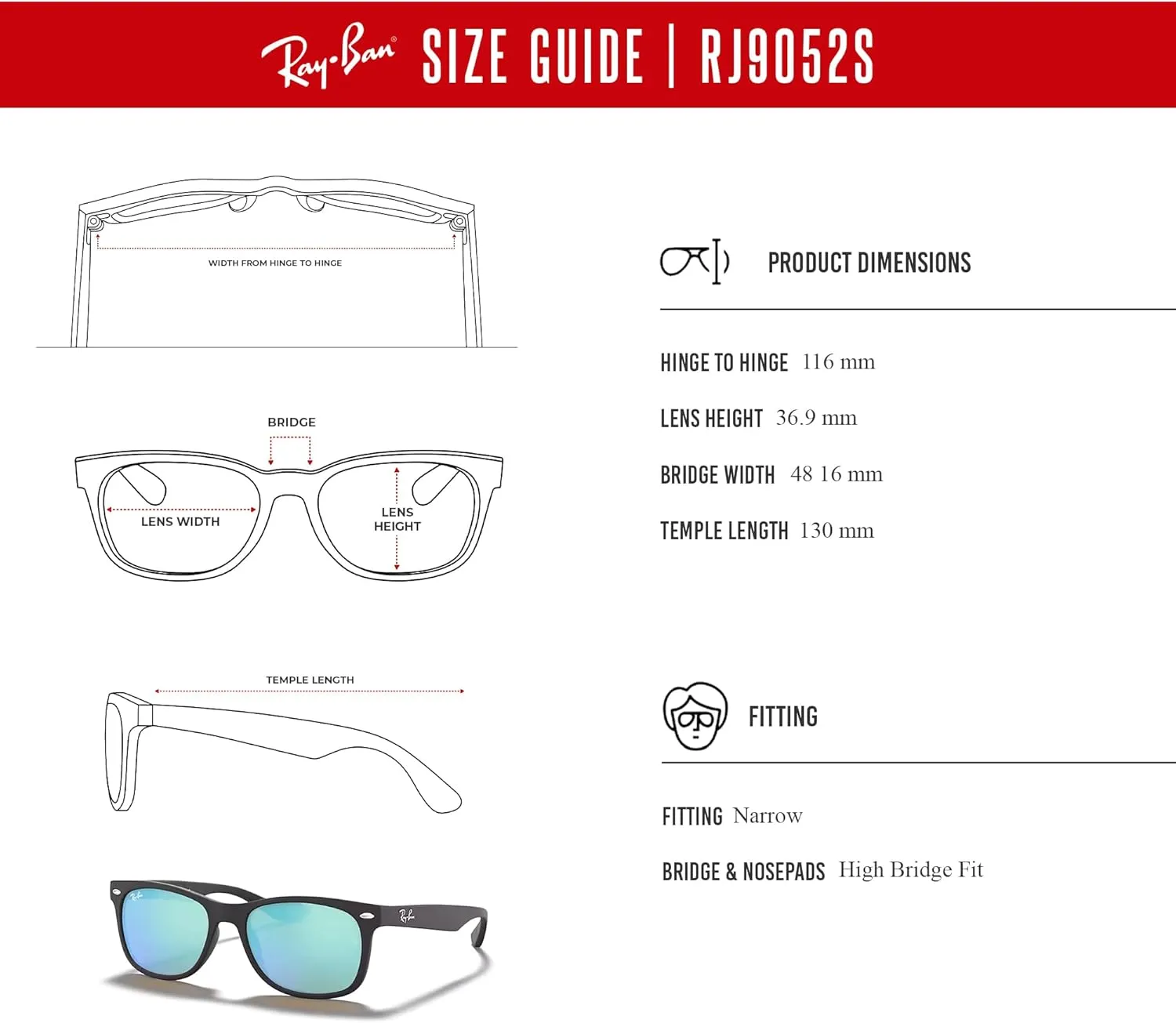 Ray-Ban Junior XS Kids' New Wayfarer RJ9052S Square Sunglasses for SMALL Boys and Girls   BUNDLE With DIW Kit