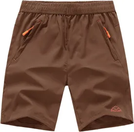 Rdruko Men's Quick Dry Hiking Shorts Lightweight Running Gym Outdoor Active Shorts with Zipper Pockets