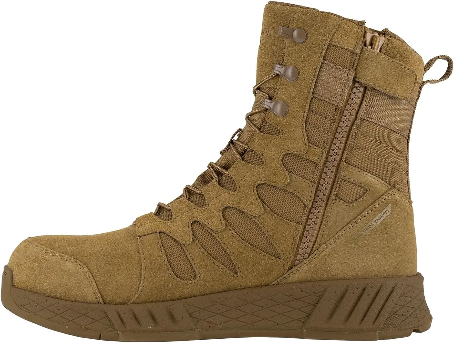 Reebok Men's Rb4360 Floatride Energy Safety Toe 8" Tactical Boot with Side Zipper Coyote Military