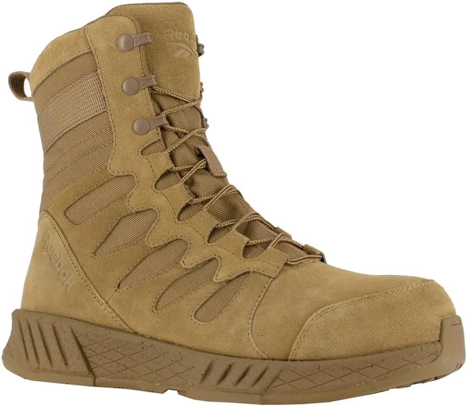 Reebok Men's Rb4360 Floatride Energy Safety Toe 8" Tactical Boot with Side Zipper Coyote Military