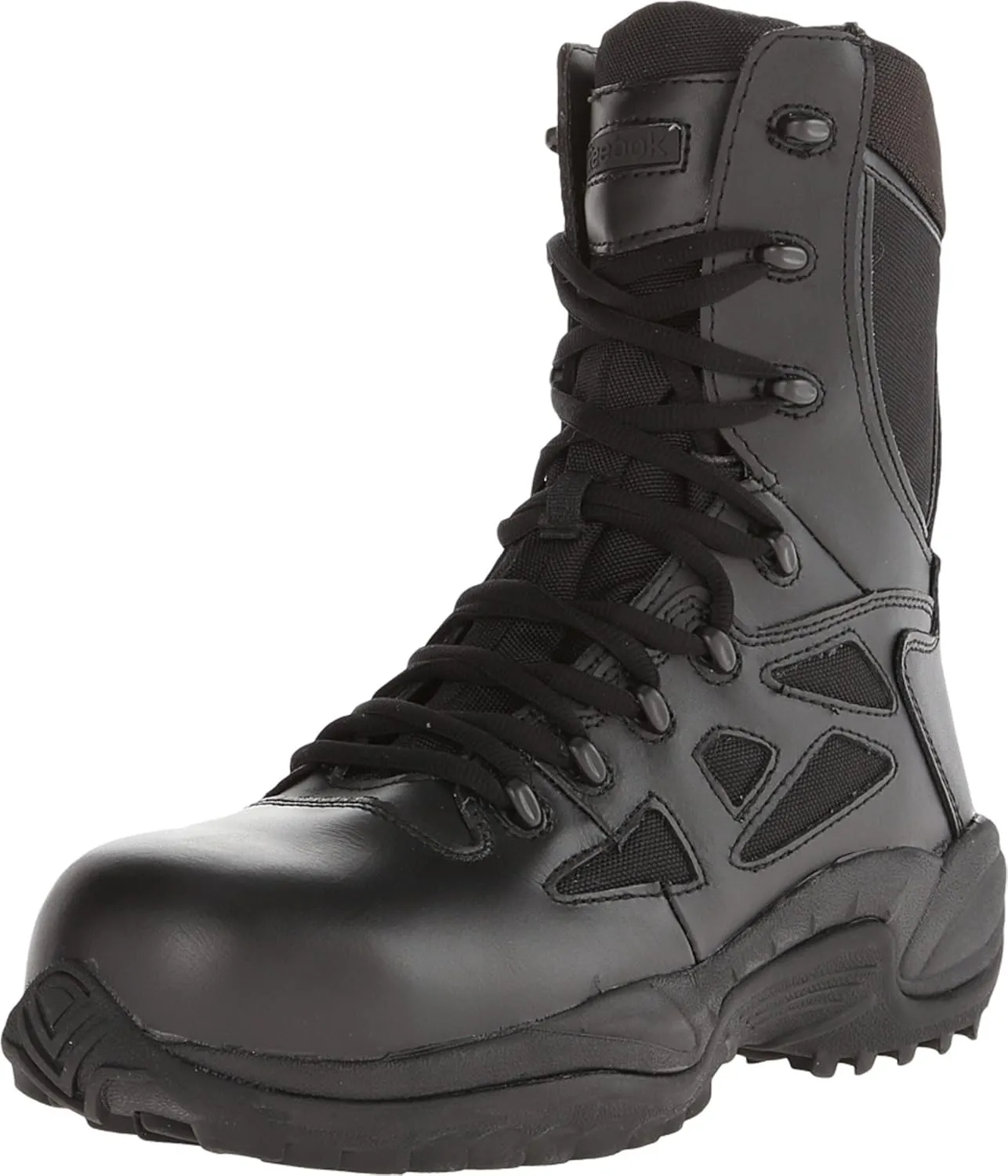 Reebok Work Men's Rapid Response RB Safety Toe 8" Stealth Boot with Side Zipper Military & Tactical