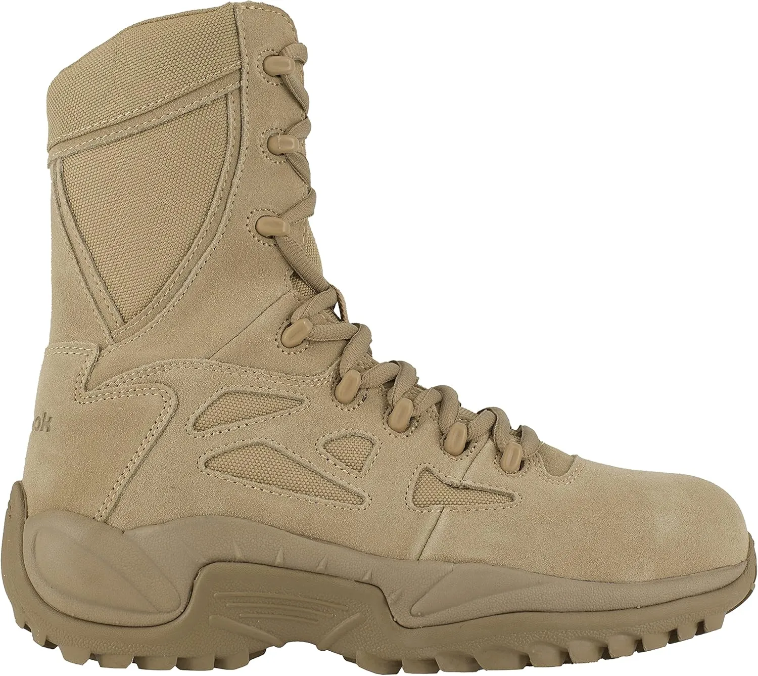 Reebok Work Men's Rapid Response RB Safety Toe 8" Stealth Boot with Side Zipper Military & Tactical