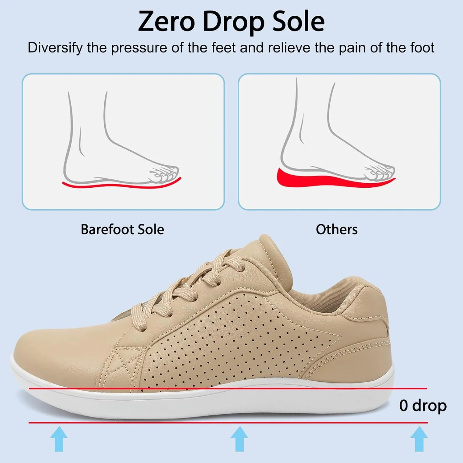 relxfeet Women's Minimalist Barefoot Shoes Zero Drop Walking Shoes Lightweight Fashion Sneakers Wide Toe Box