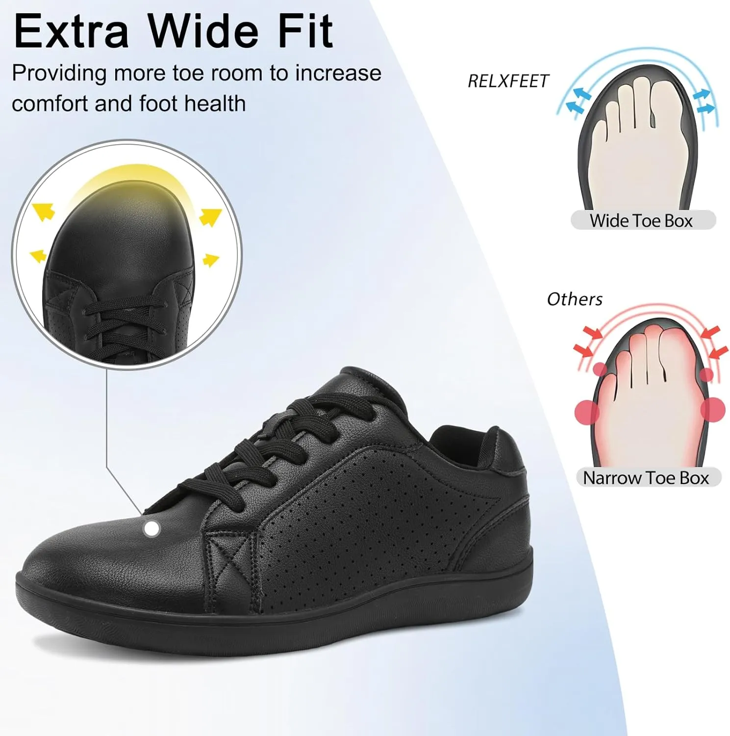 relxfeet Women's Minimalist Barefoot Shoes Zero Drop Walking Shoes Lightweight Fashion Sneakers Wide Toe Box