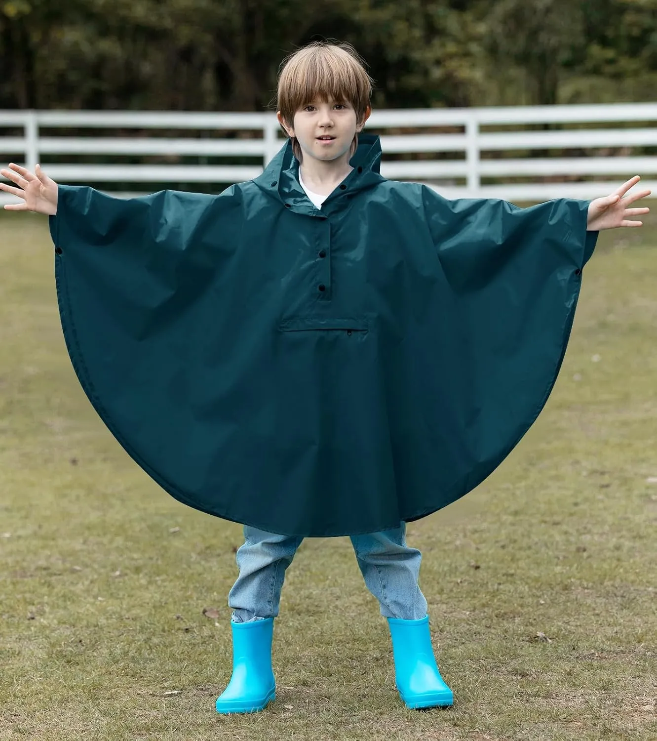 SaphiRose Lightweight Kids Rain Poncho Jacket Waterproof Outwear Rain Coat
