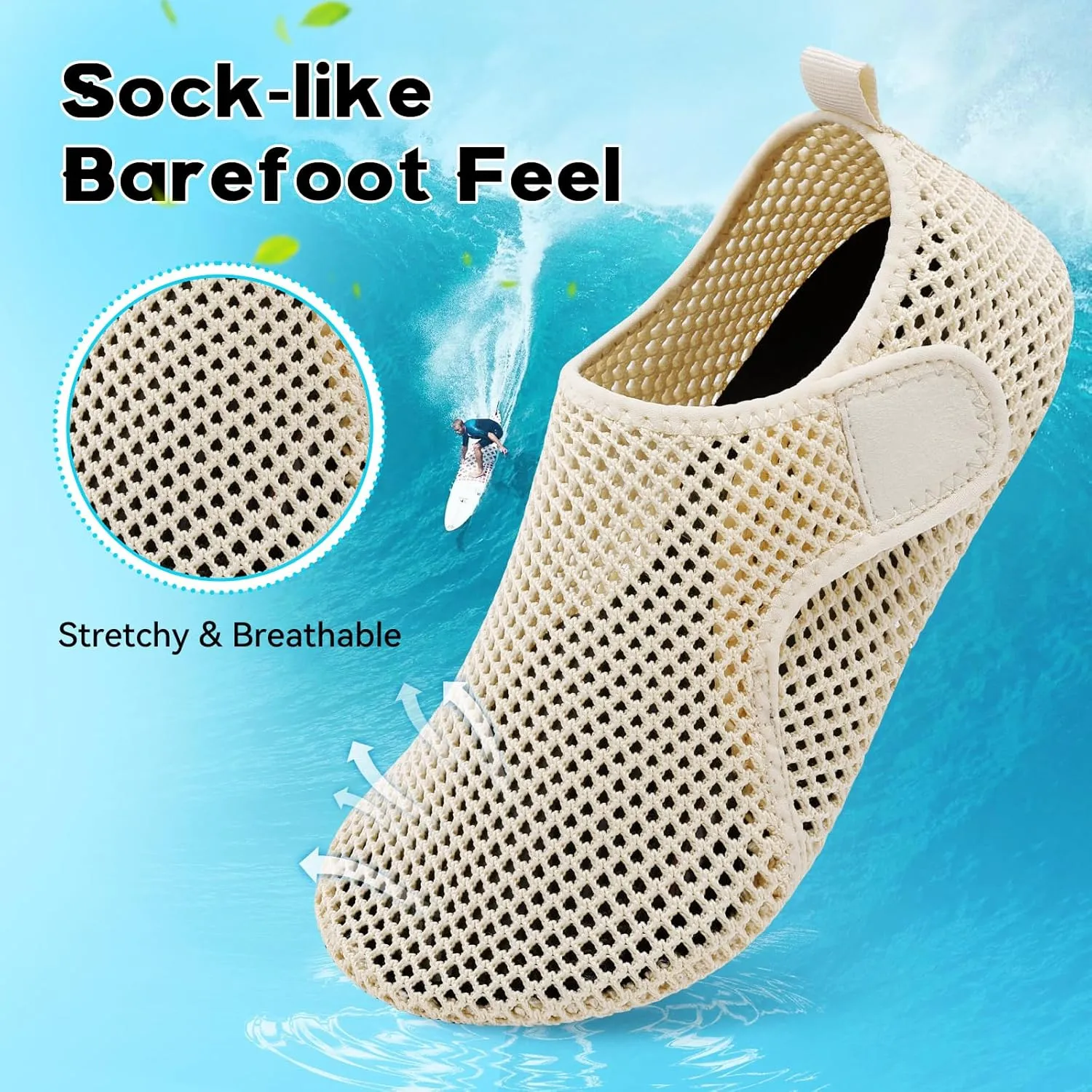 Scurtain Barefoot Water Shoes for Women Men Beach Swim Aqua Socks Summer Quick-Dry Sandals Slippers