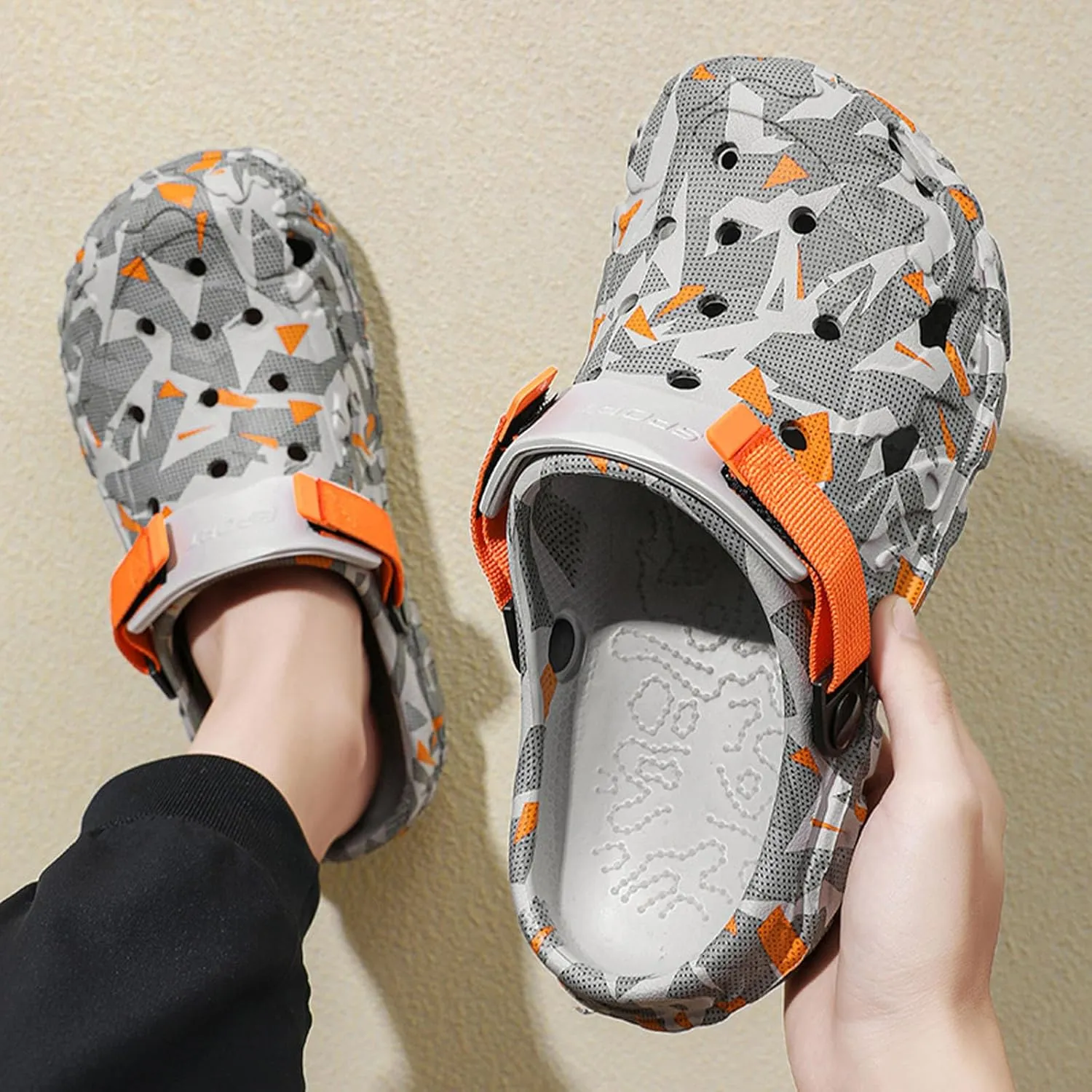 SECHRITE Men's Clogs Athletic Sports Outdoor Sandals Water Beach Shoes Slippers Sandals Lightweight Comfortable with Adjustable Back Strap - River Edge