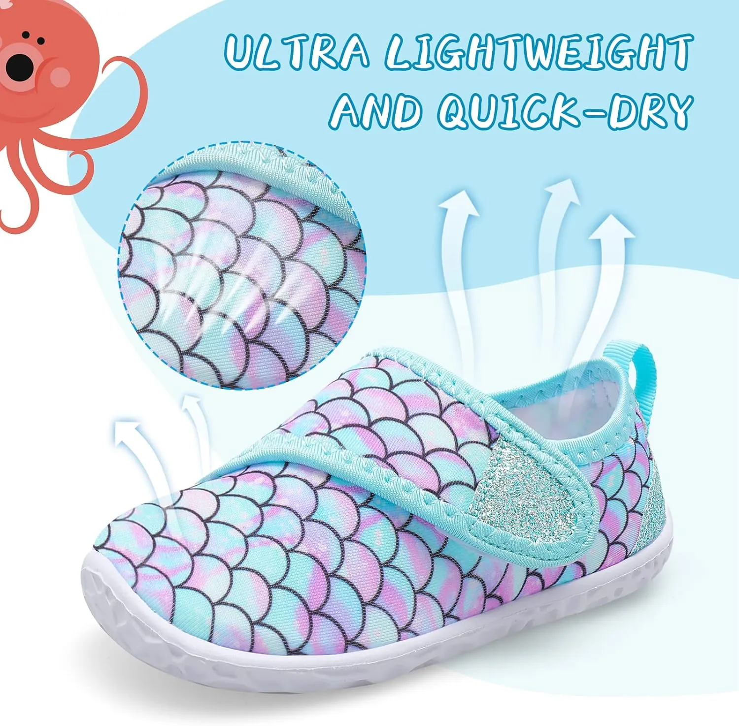 shopUAL Toddler Water Shoes Kids Girls Boys Beach Aqua Socks Skin Barefoot Walking Water Shoes Quick Dry Non-Slip Breathable Swim Pool Surf