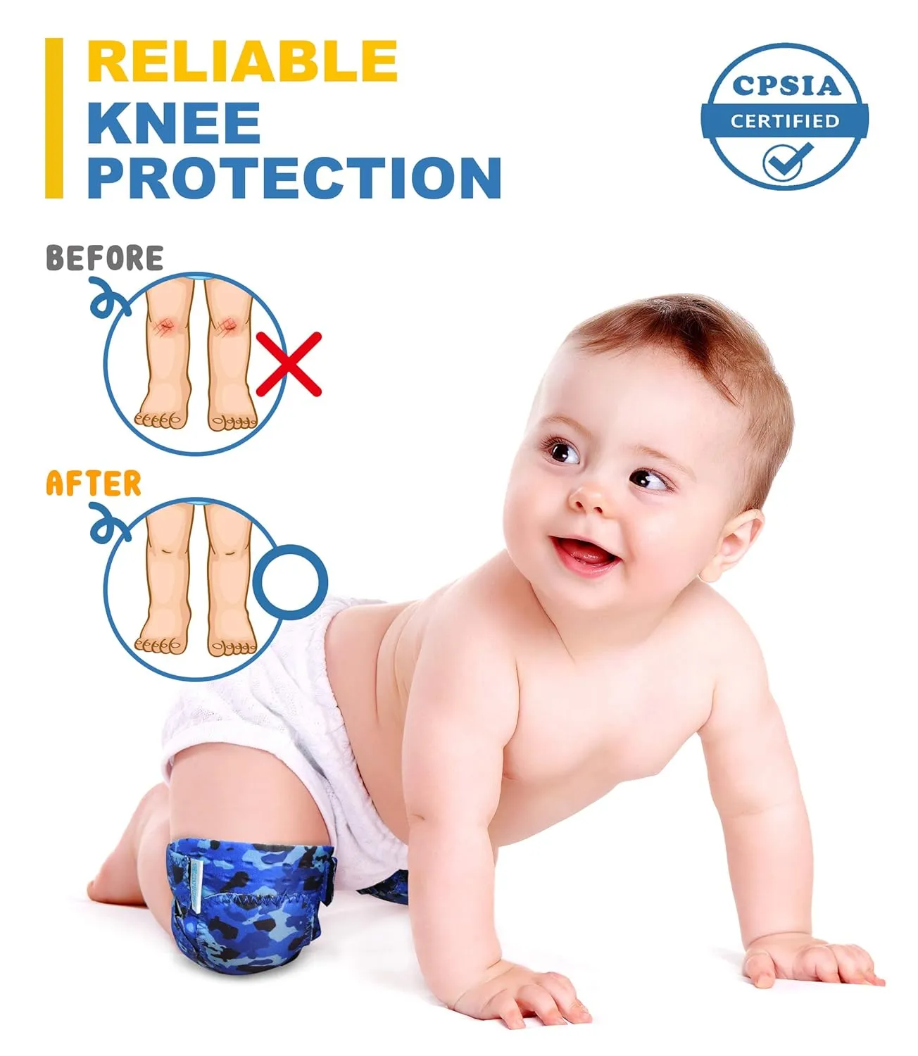 Simply Kids Toddler Knee Pads for Crawling Walking (2 Pairs) - Baby Knee Protector for Toddler, Infant, Girl, Boy, Crawler - Rodilleras para Bebe