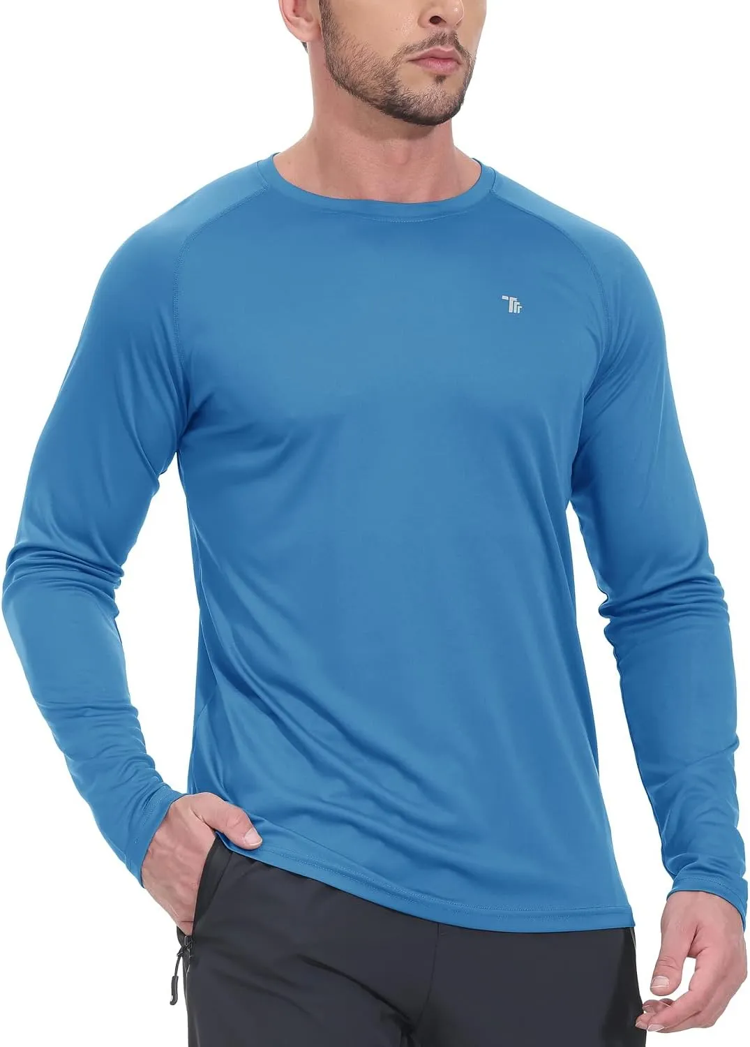 TBMPOY Mens Sun Protection Hiking Shirts Long Sleeve Water UPF 50  SPF UV Shirts Lightweight Fishing Hiking Swimming