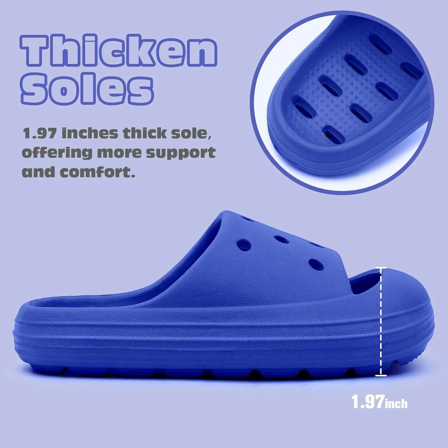 techcity Boys Girls Slide Sandals Soft Cushioned Thick Sole Non-slip Summer Slippers Quick Drying Bathroom Shower Pool Beach Sandals for Toddler Little Kids