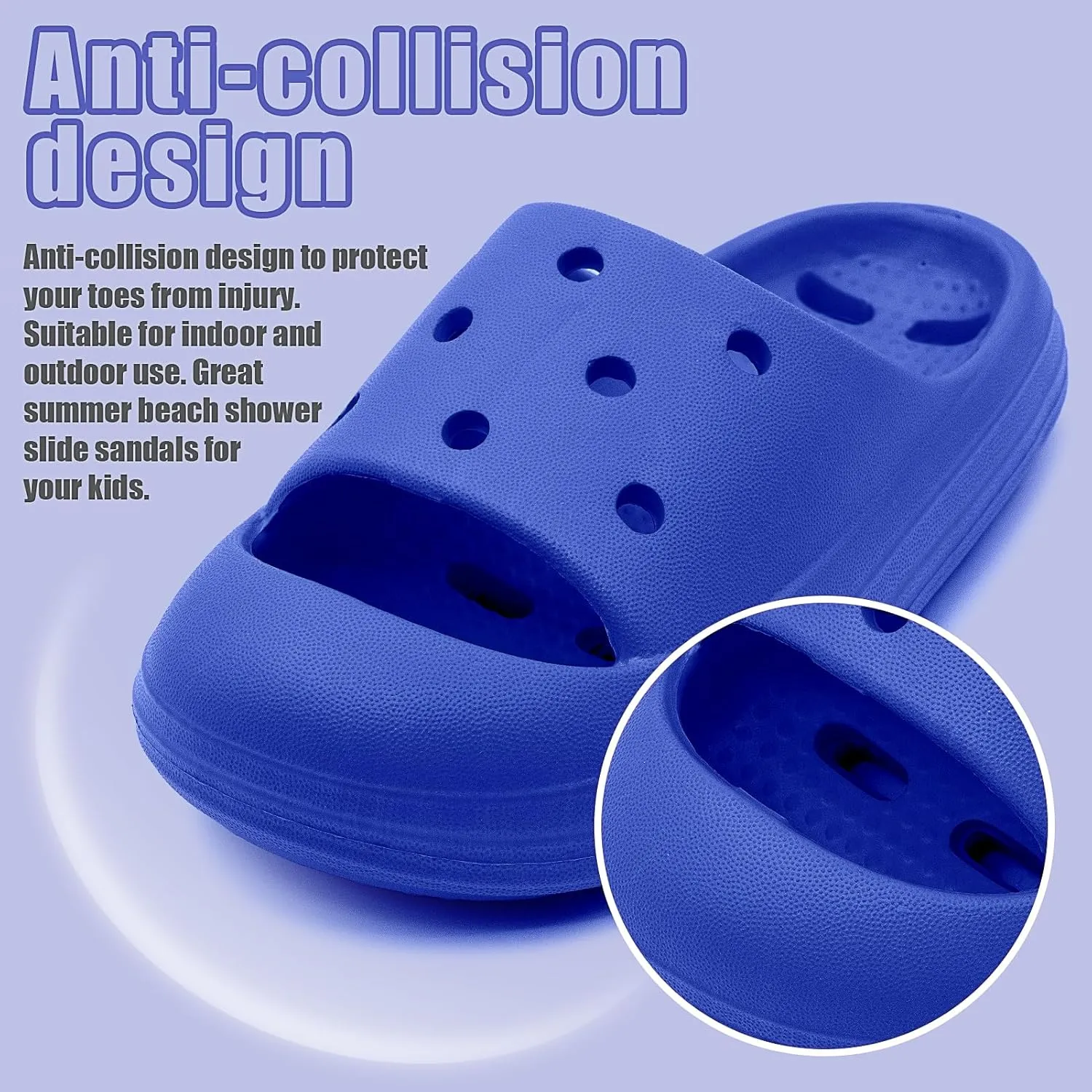 techcity Boys Girls Slide Sandals Soft Cushioned Thick Sole Non-slip Summer Slippers Quick Drying Bathroom Shower Pool Beach Sandals for Toddler Little Kids