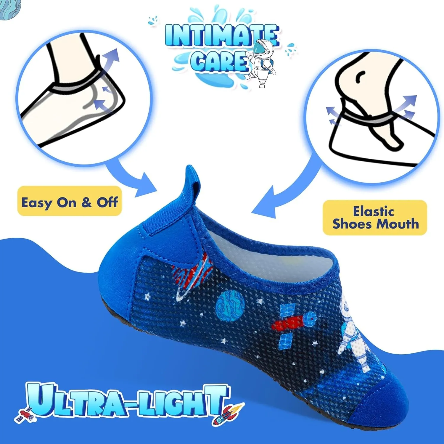 Toddler & Kids Water Shoes, Non-Slip Aqua Shoes for Boys & Girls, Lightweight Quick-Dry Sport Shoes for Beach & Swim