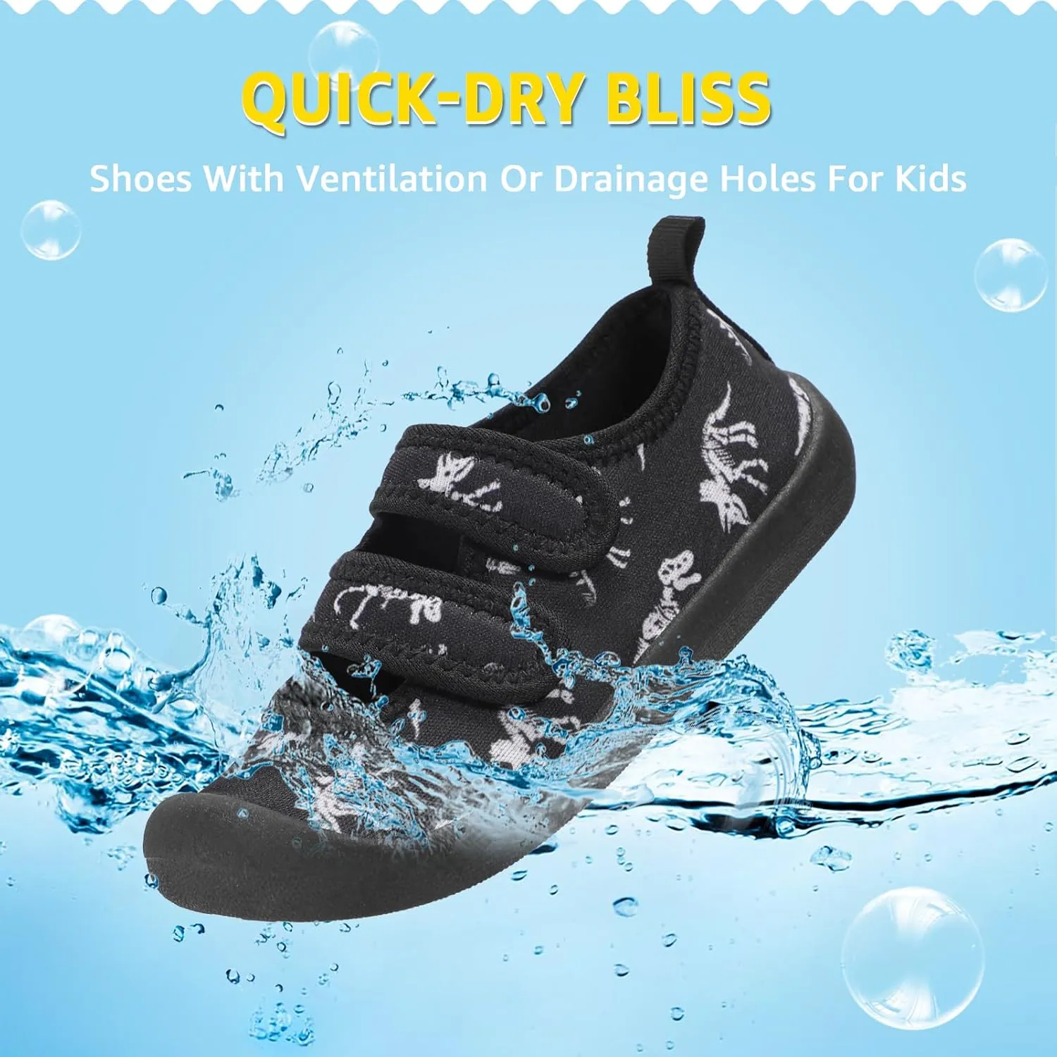 Toddler Water Shoes Boys Girls Unisex Summer Beach Quick Dry Non Slip Hook and Loop Swim Barefoot Aqua Socks
